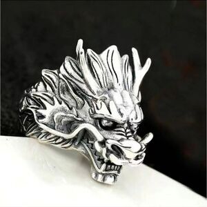 Brand New Silver Dragon Head Ring Adjustable Size